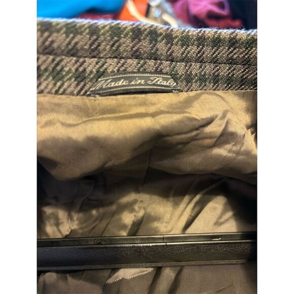 VESMODA Men's Vintage Wool Overcoat Brown Check Size 52 - Picture 6 of 7